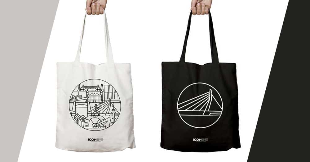 Rotterdam-themed tote bags and rucksacks 