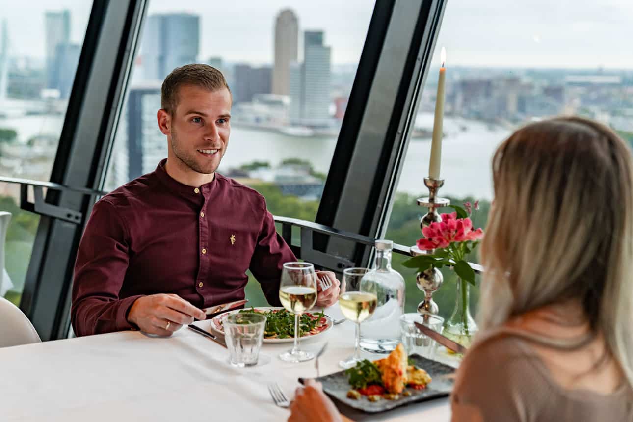 High altitude dining at Euromast restaurant in Rotterdam