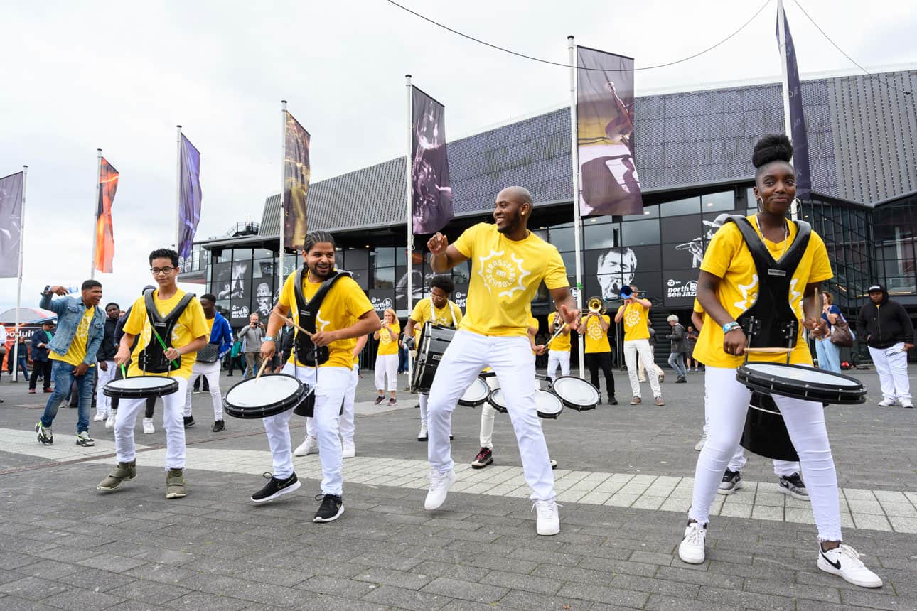 SKVR Brassband performing in front of Rotterdam Ahoy in the Charlois district