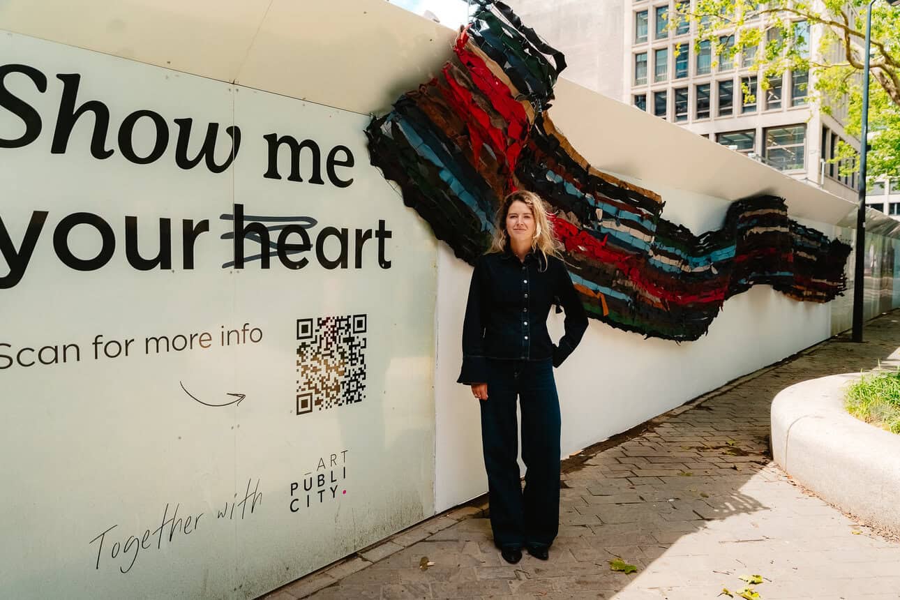Phlox van Oppen’s new work on Coolsingel explores waste and decay through discarded leather in the EDGE Show Me Your (He)art competition.