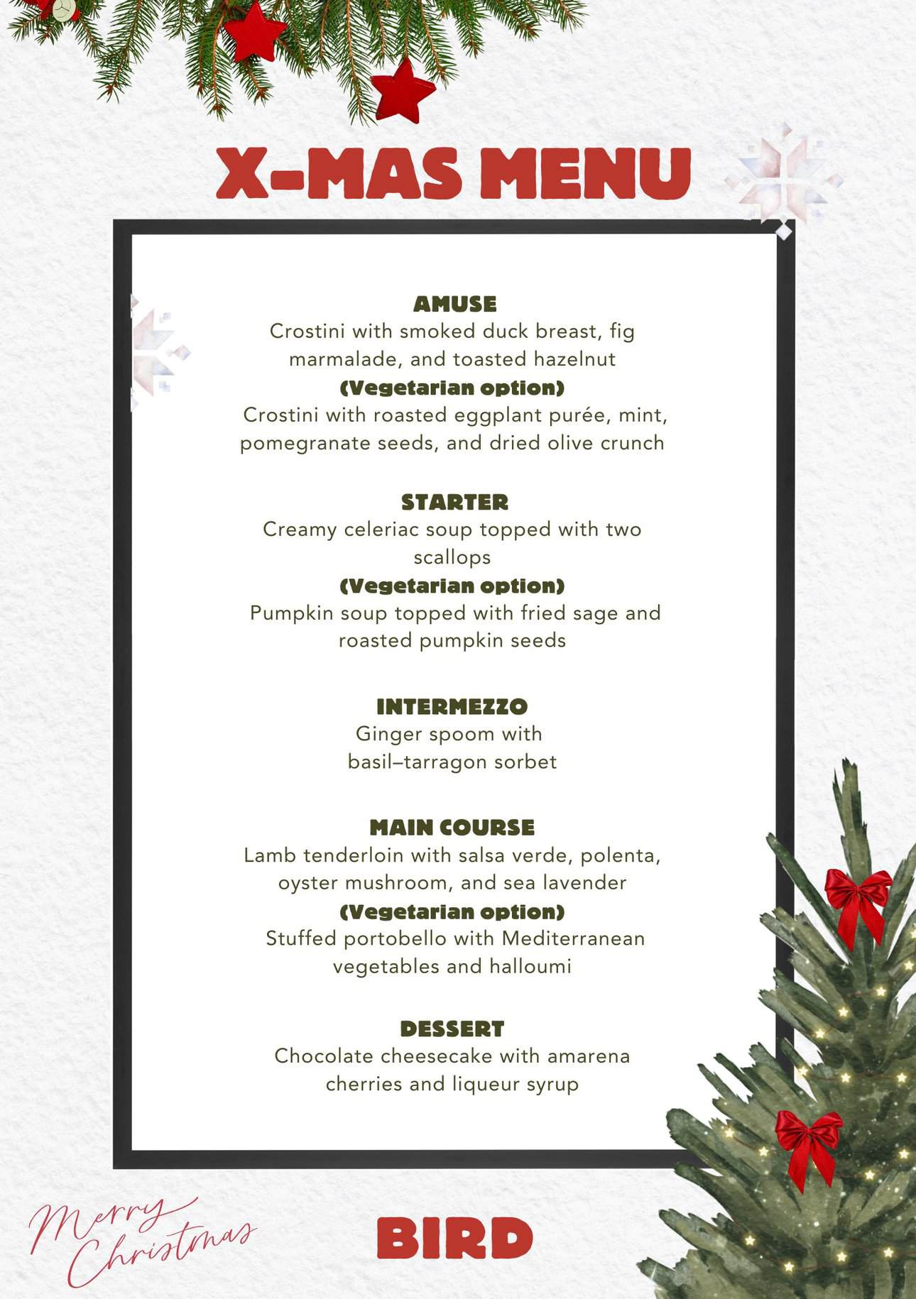 Christmas dinner at BIRD Rotterdam