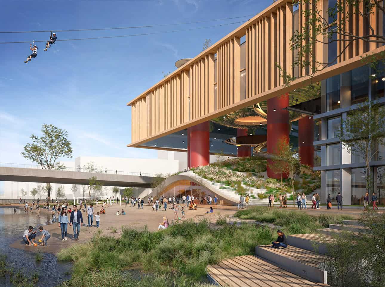 Shift has revealed five finalist designs for the proposed €240m Shift Landmark planned for Waterkant in Rotterdam-Zuid, with a winning design expected in spring 2026.