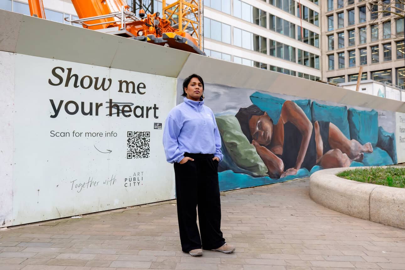 Laxmi Manuela’s new mural at EDGE Coolsingel brings themes of rest, motherhood and unseen labour to the heart of Rotterdam.