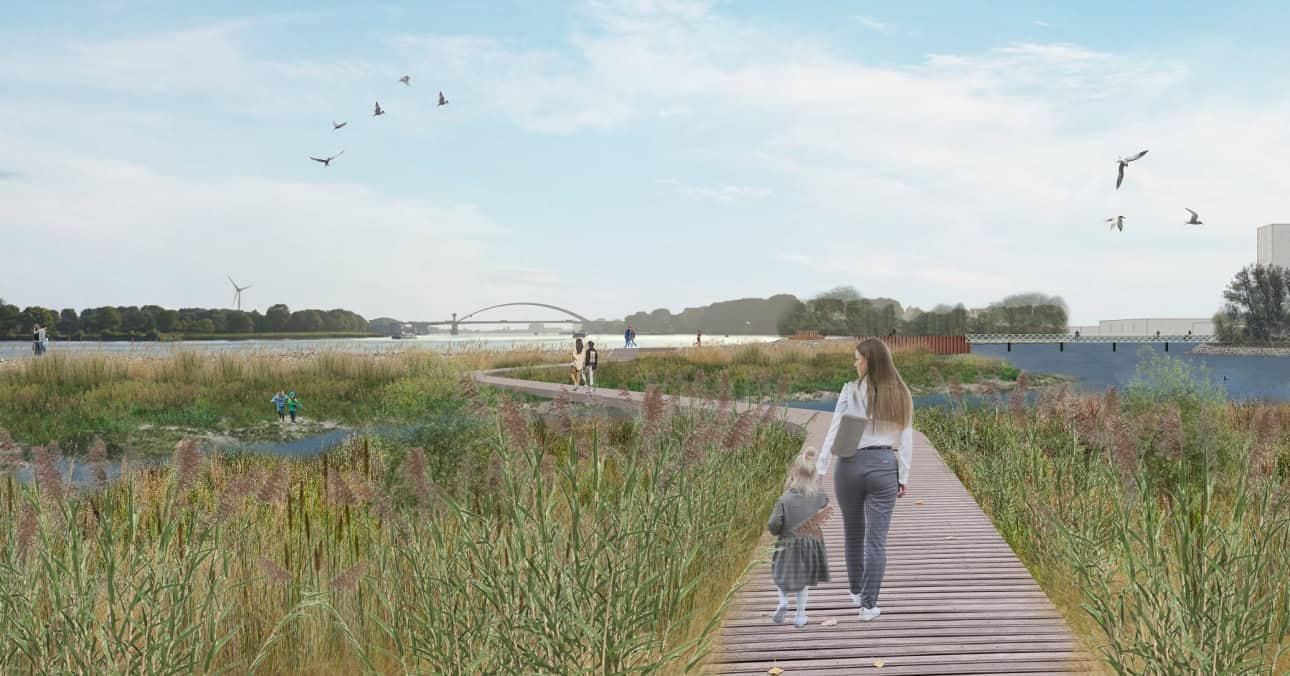 Construction has started on Getijdenpark Feijenoord, a new tidal park between Eiland van Brienenoord and Mallegat in Rotterdam-Zuid.