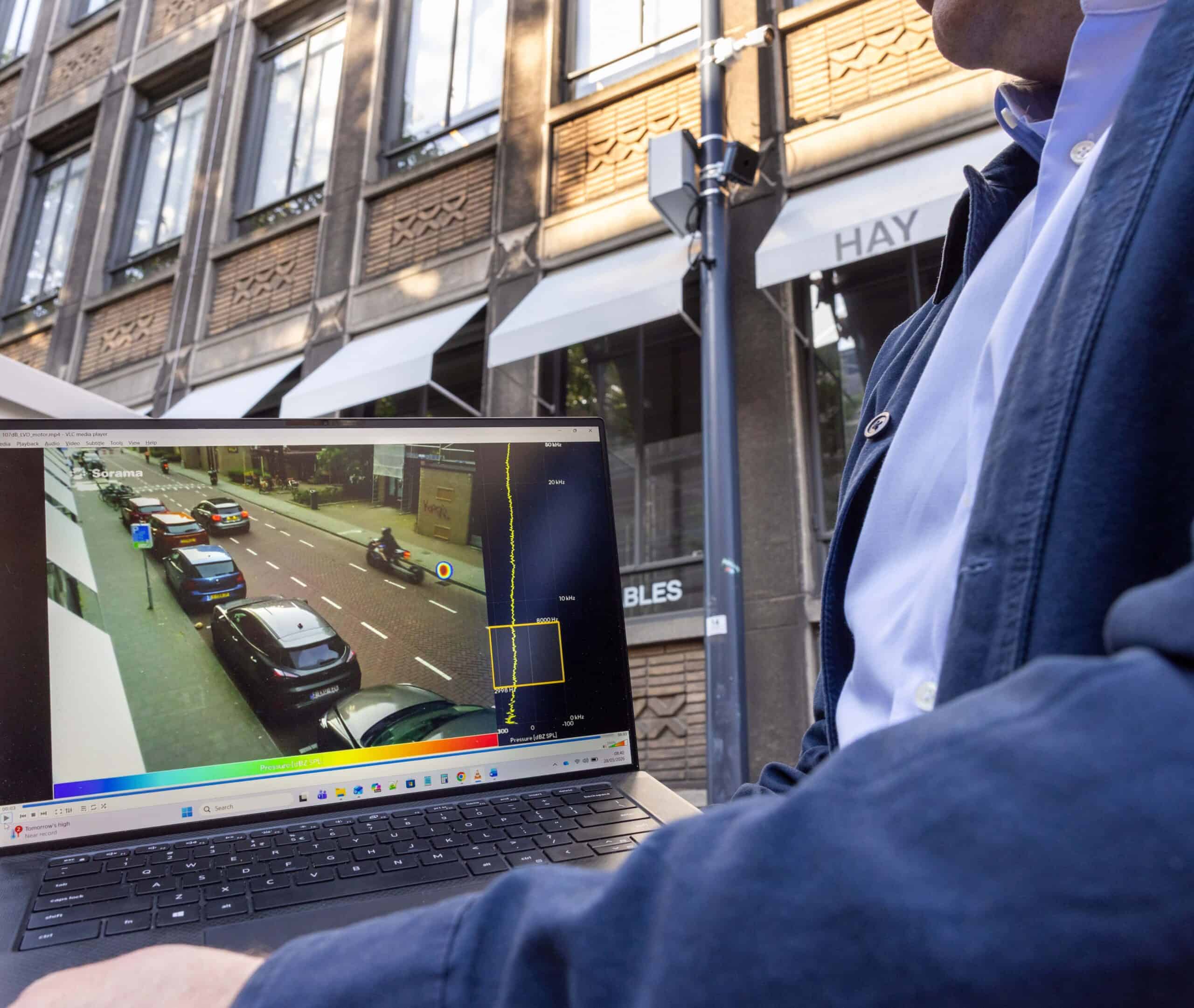The dashboard for noise measurements using the new noise cameras, developed by technology company Sorama. Photo: Eric Fecken.