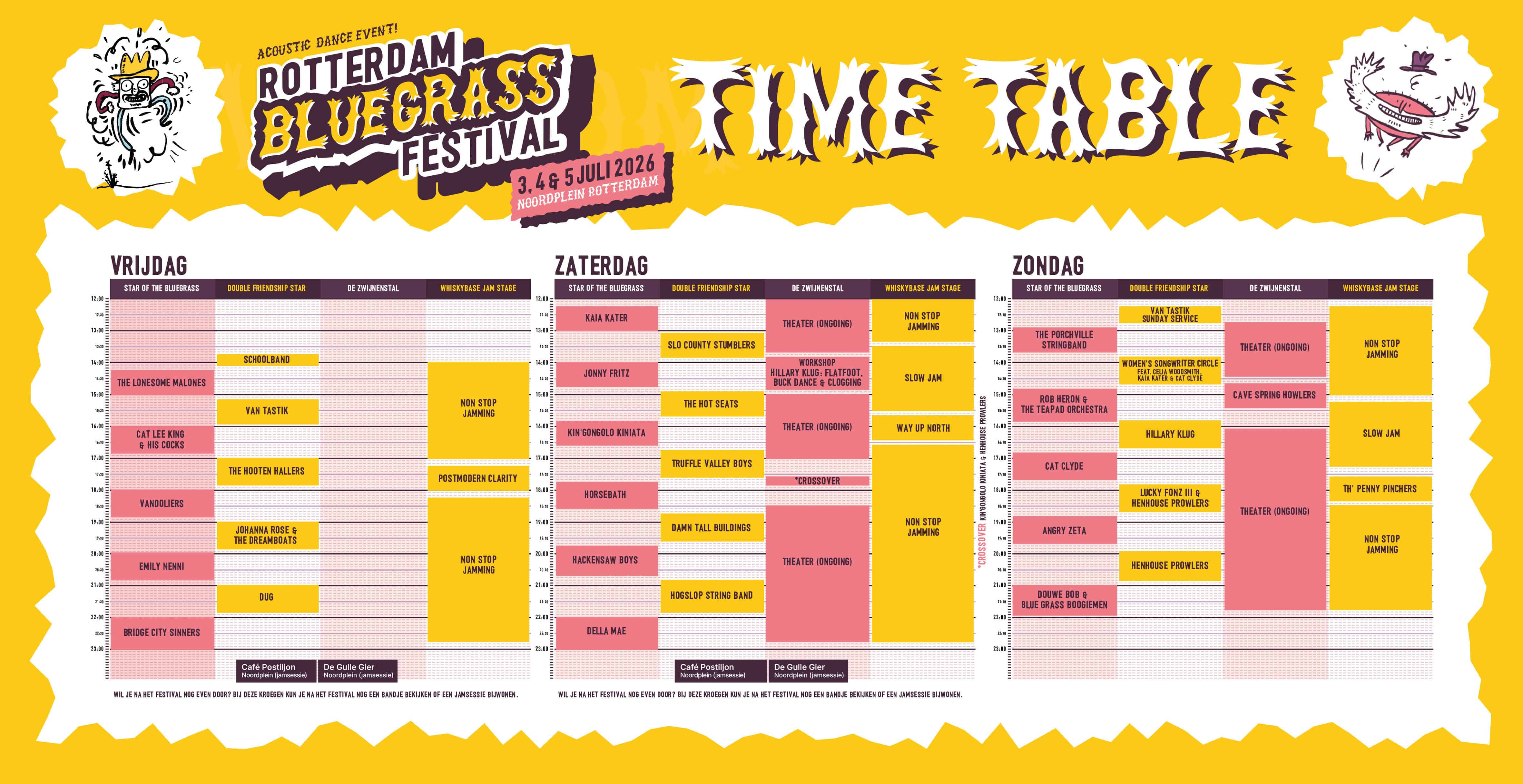 2026 timetable for Rotterdam Bluegrass Festival