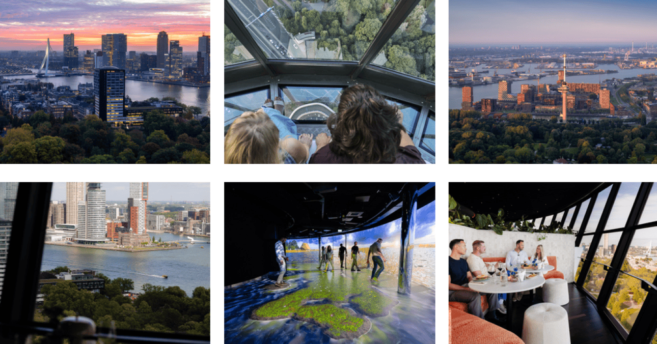 The Euromast reopens earlier than planned after renovation, with the renewed Brasserie, Euroscoop, suites and abseiling available again.