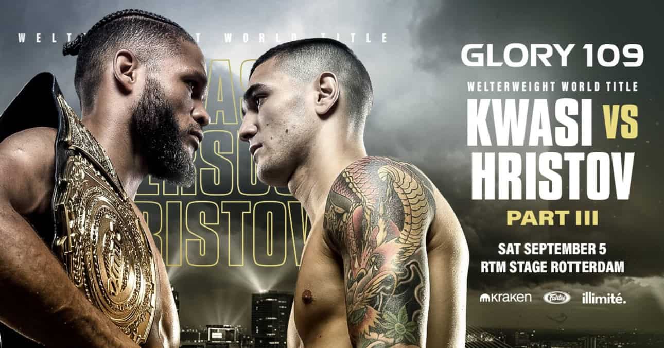 GLORY 109 comes to RTM Stage Rotterdam on 5 September, with Chico Kwasi vs Teodor Hristov III and Osaro vs Zimmerman on the card.