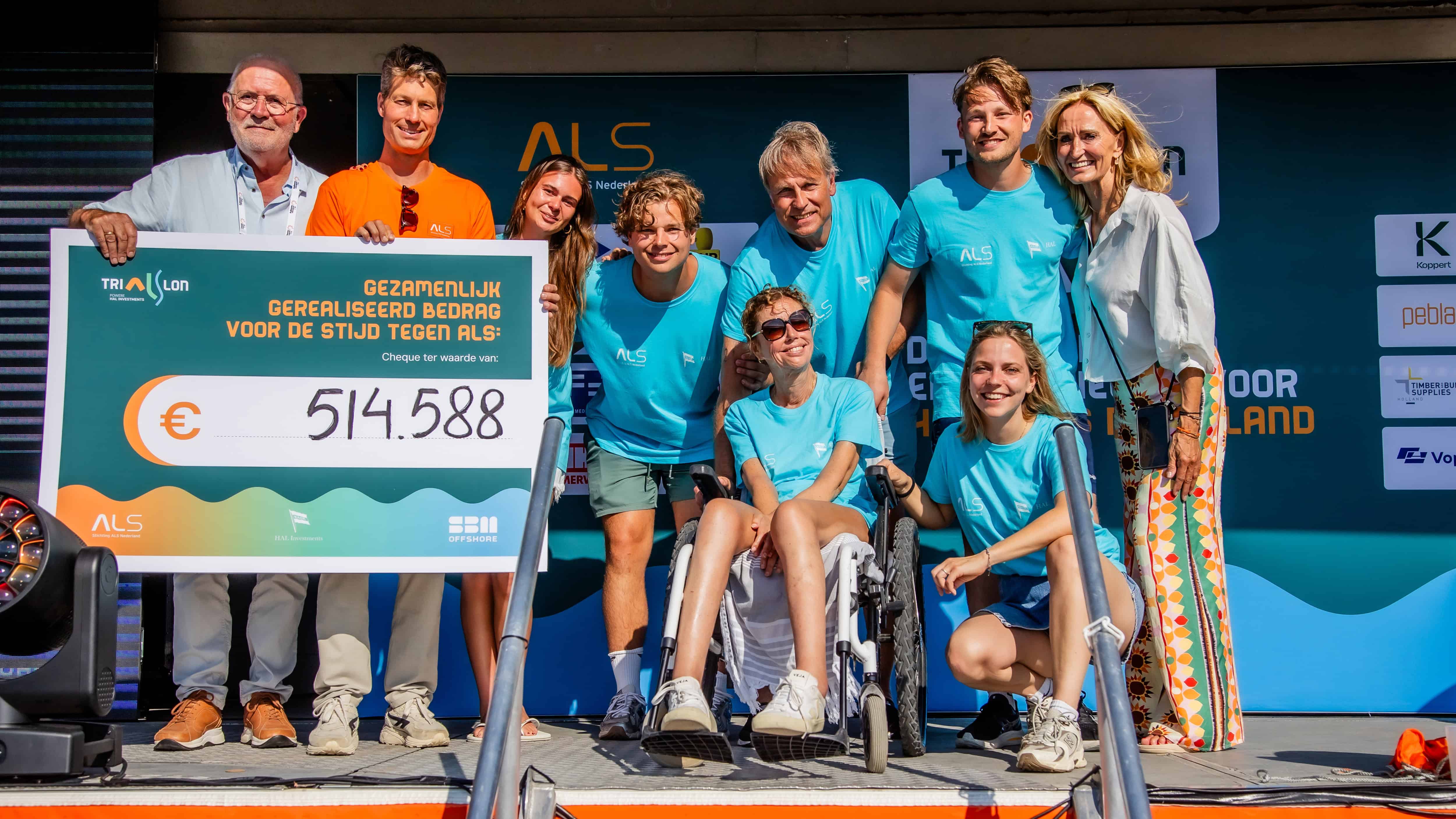Rotterdam TriALSlon raises €514,588 for ALS The first Rotterdam TriALSlon raised €514,588 for ALS research, with nearly 400 participants swimming, running and racing water bikes.
