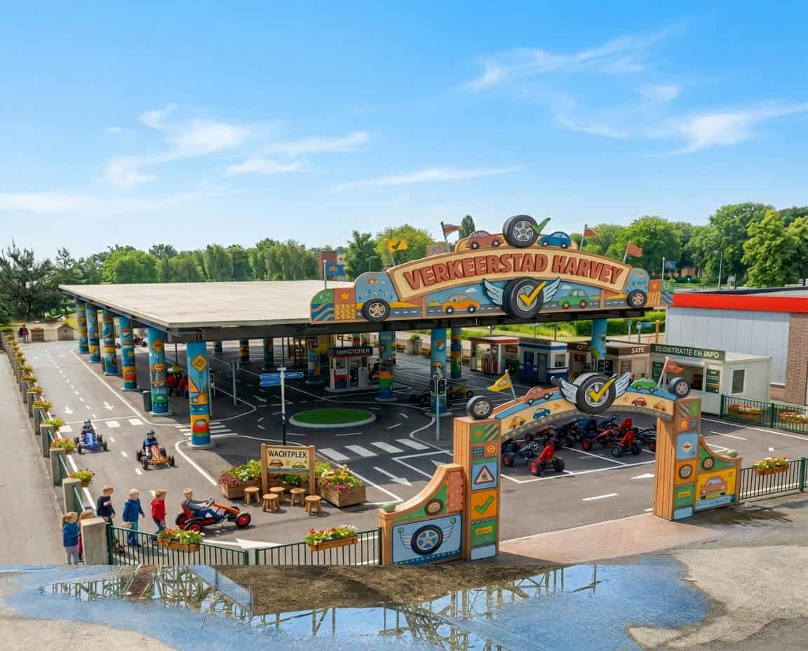At Harvey’s Verkeersstad, children can travel around a miniature traffic environment while learning basic road rules