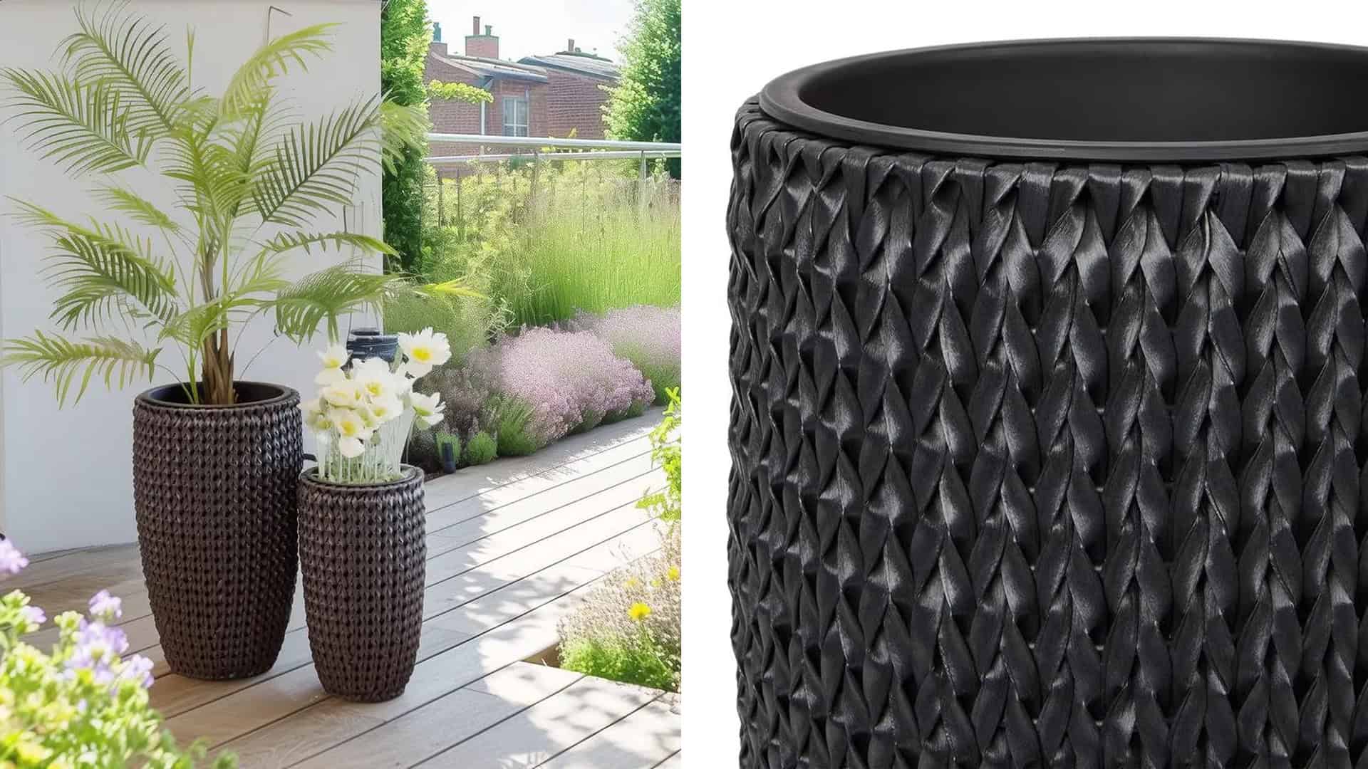 Set of two black plant pots