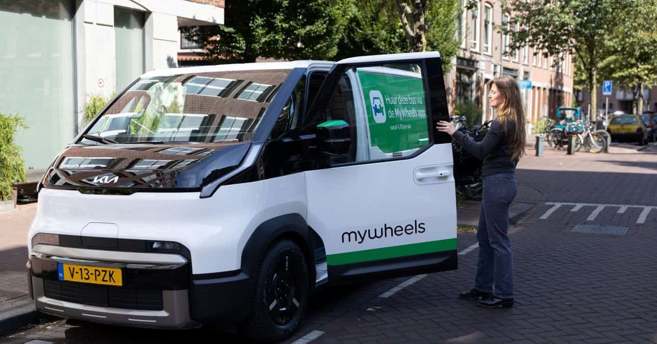 MyWheels is bringing four electric Kia PV5 Cargo shared vans to Rotterdam, offering up to 4.4 m³ of cargo space through its app.
