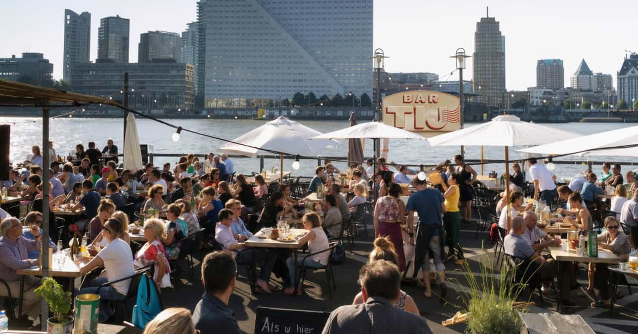 Bar Tij Rotterdam opens on Noordereiland with seafood, drinks, an all-day menu and a waterfront terrace at Maaskade 73 beside the Maas.