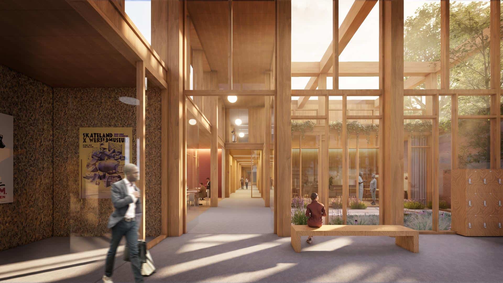 The new collection centre is designed as a sustainable building with extensive use of timber and daylight. Image: DP6 Architectuurstudio and De Unie Architecten