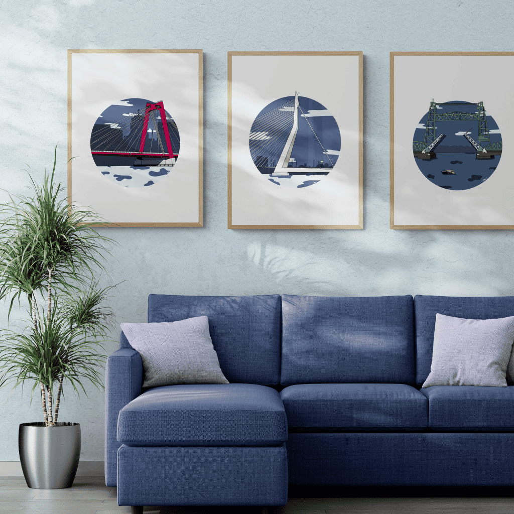 Rotterdam bridges interpreted in the distinctive art studio jet style. Photo: art studio jet