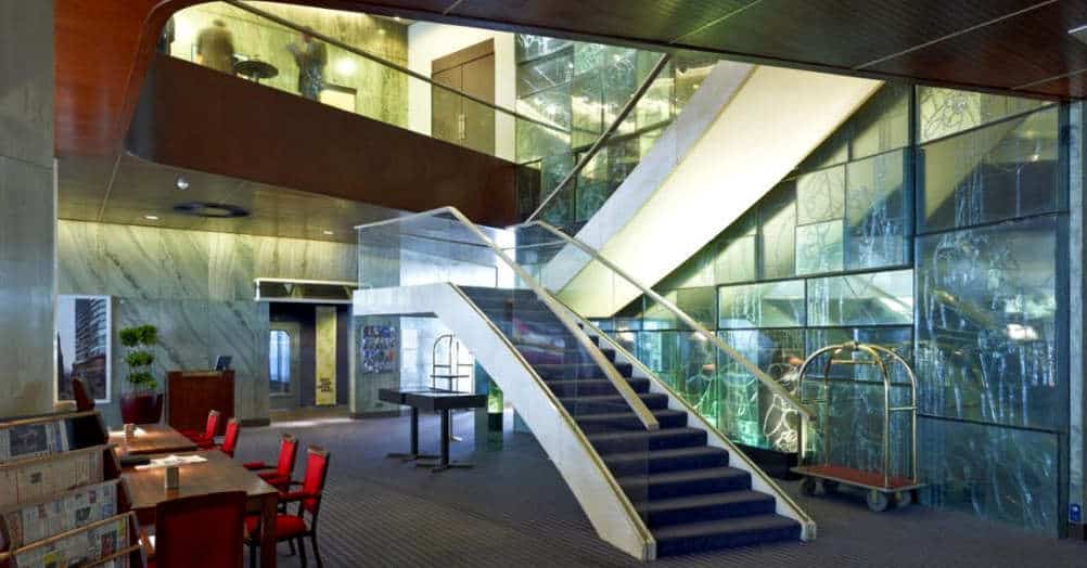Interior of Hilton Rotterdam with dalle de verre (before renovation)